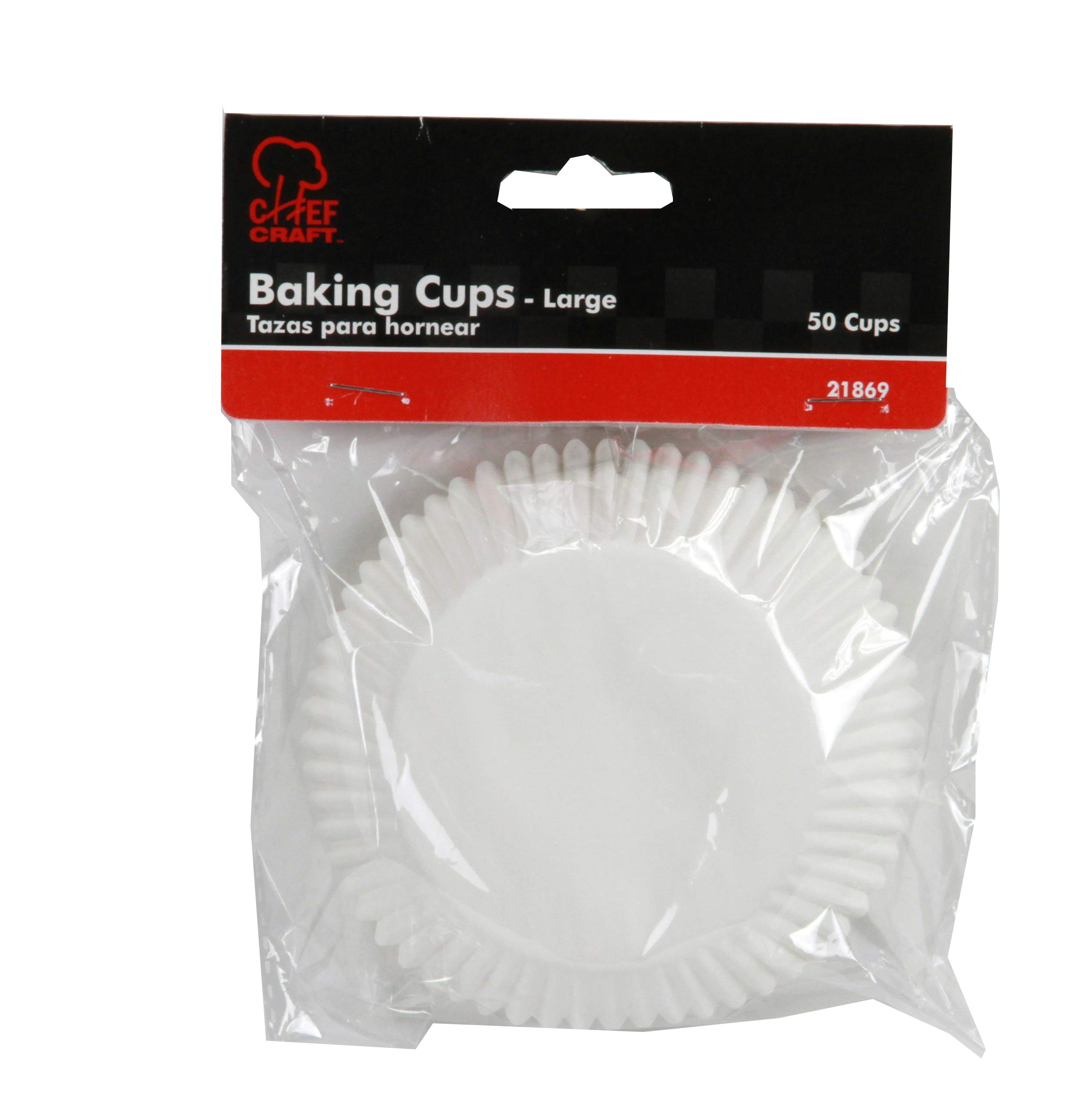 Chef Craft 21869 - Juego de 50 Moldes Desechables Reposteria, Tazas Clásicas para Hornear, Color Blanco