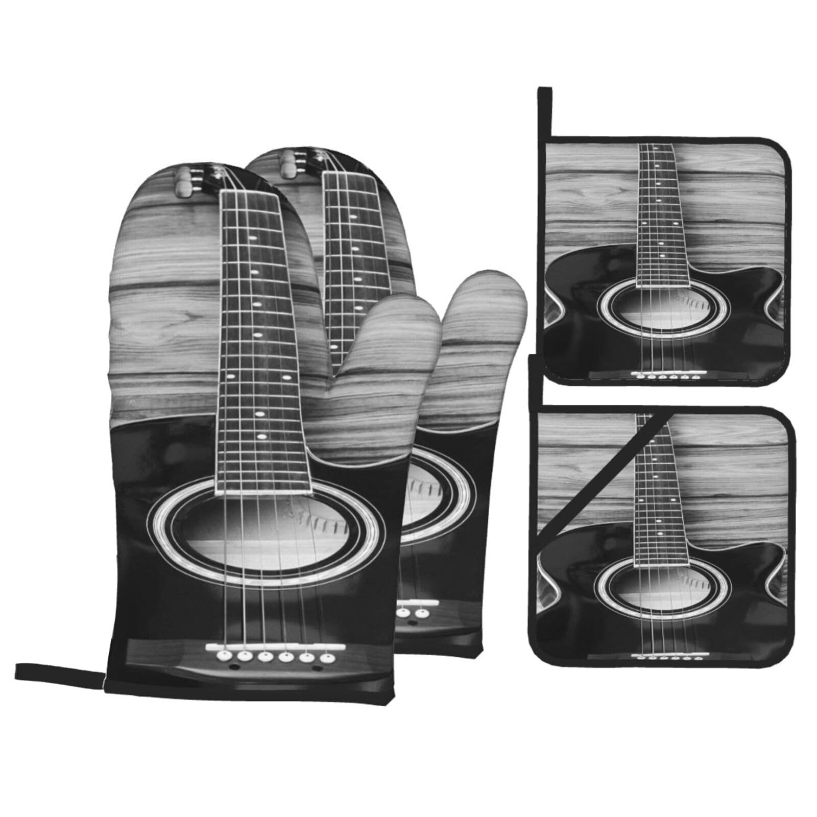 Maniques de cuisine guitare vintage pour barbecue et pâtisserie en famille