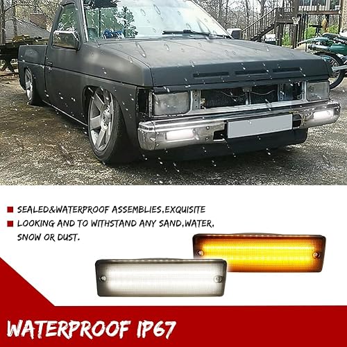 Miniatura 6 de GTINTHEBOX Para 1988-1997 Nissan Hardbody Pickup, 1988-1995 Nissan Pathfinder parachoques delantero señal de giro DRL luz diurna lente ahumada