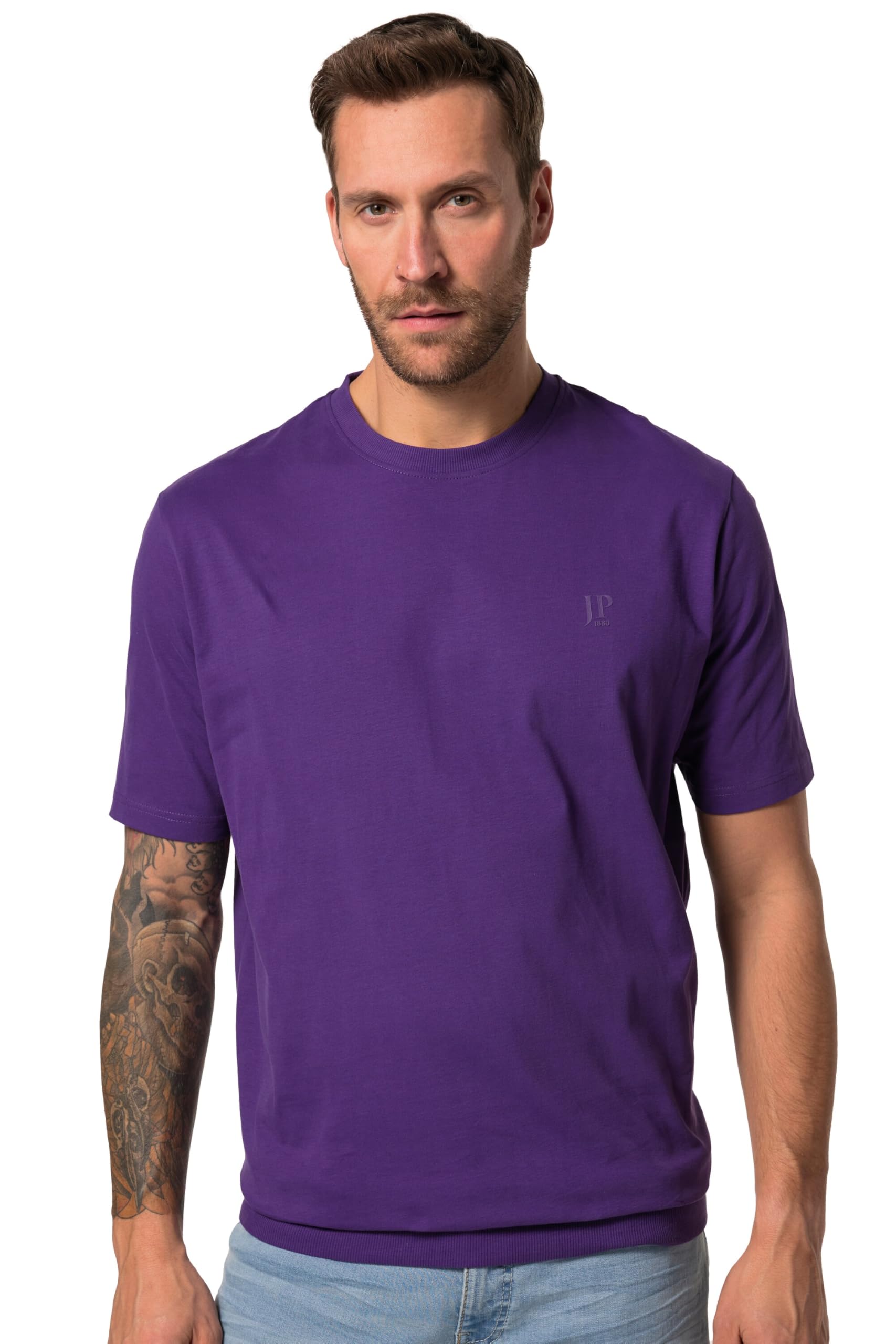 JP 1880 Men's Large Sizes Plus Sizes Menswear L-8XL JP1880 T-Shirt, Basic, Belly Fit, Half Sleeve, XXL to 10XL, 712616