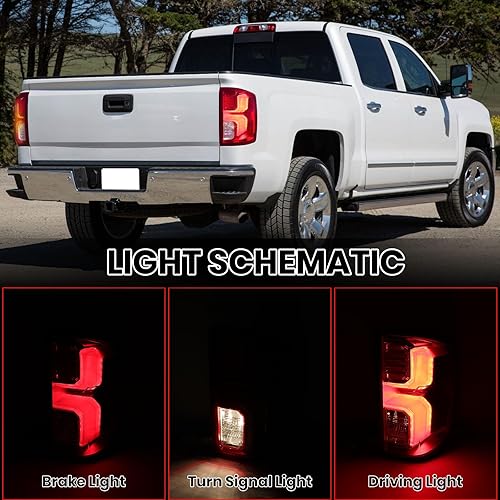 Miniatura 4 de Conjunto de luz trasera compatible con Chevy Silverado 1500GMC Sierra 1500 2016 2017 2018 lámpara trasera LED 84288719 lado derecho del pasajero