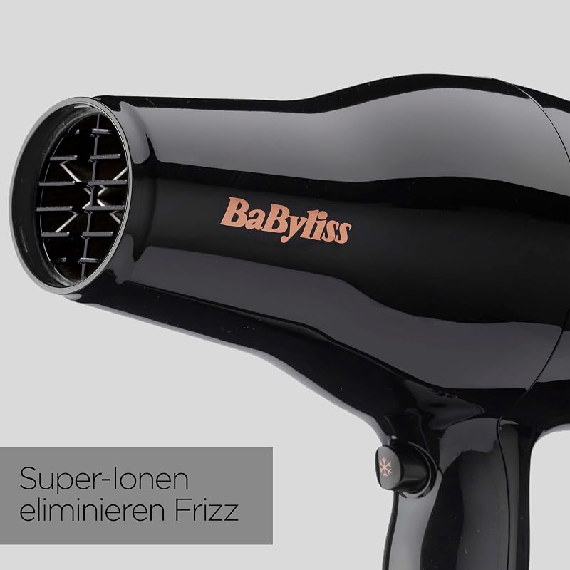 BaByliss Pro Power Hajszárító 2300W - Professzionális Szalon AC Motor, Ion Technológia Göndörödés Ellen, 3 Hőfok 2 Sebesség, Fekete