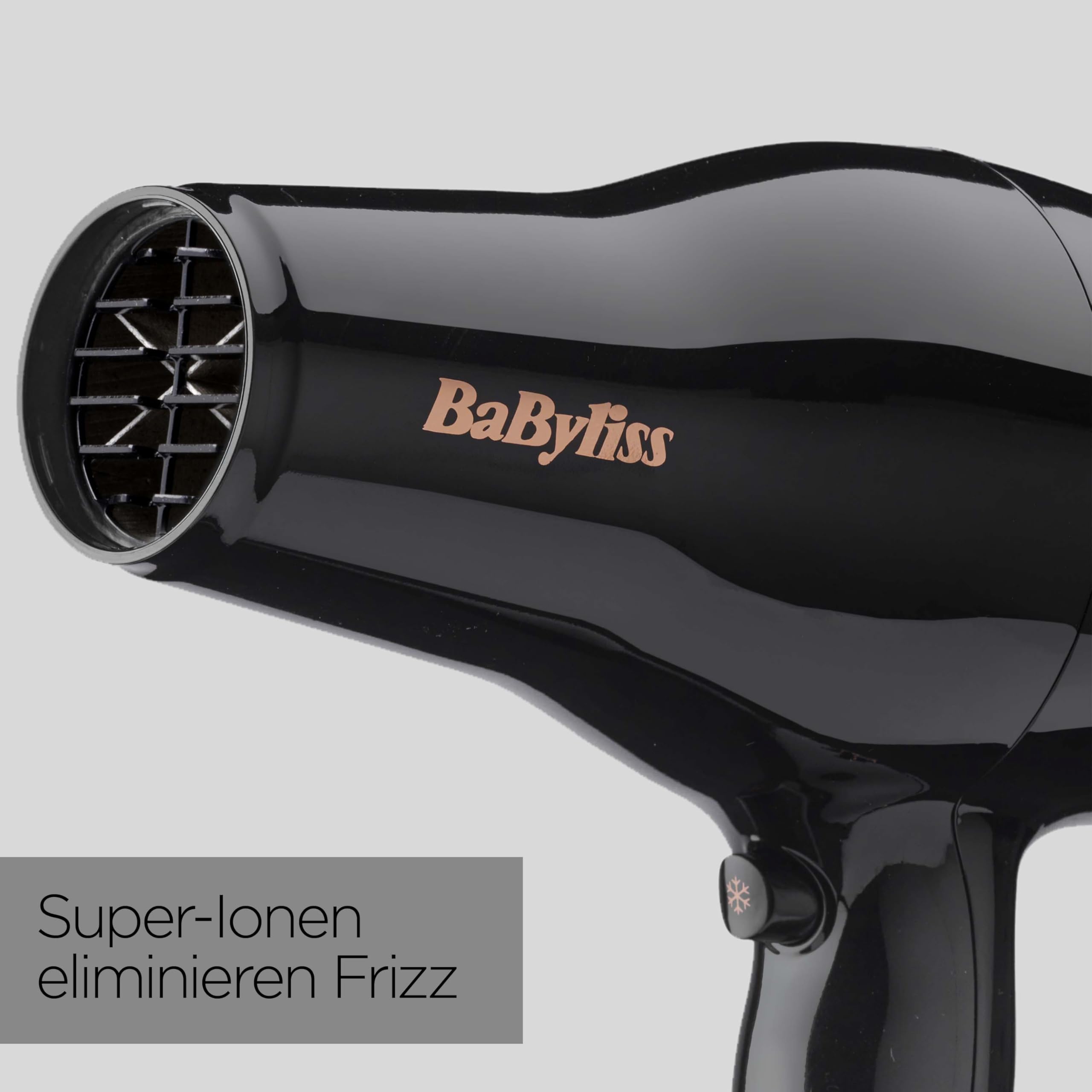 BaByliss Haartrockner Pro Power – Leistungsstarker 2300W Föhn, Professioneller Salon-AC-Motor, Anti-Frizz Ionen-Technologie, 3 Temperatureinstellungen & 2 Geschwindigkeitsstufen, Schwarz, D5245E