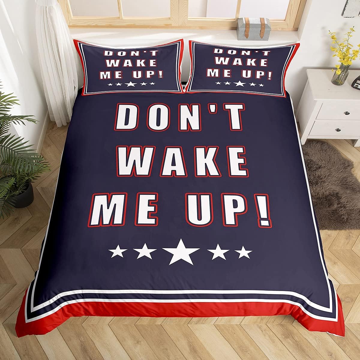 Loussiesd Weck Mich Nicht auf Bed Linen Set 220 x 240 cm Blue and Red