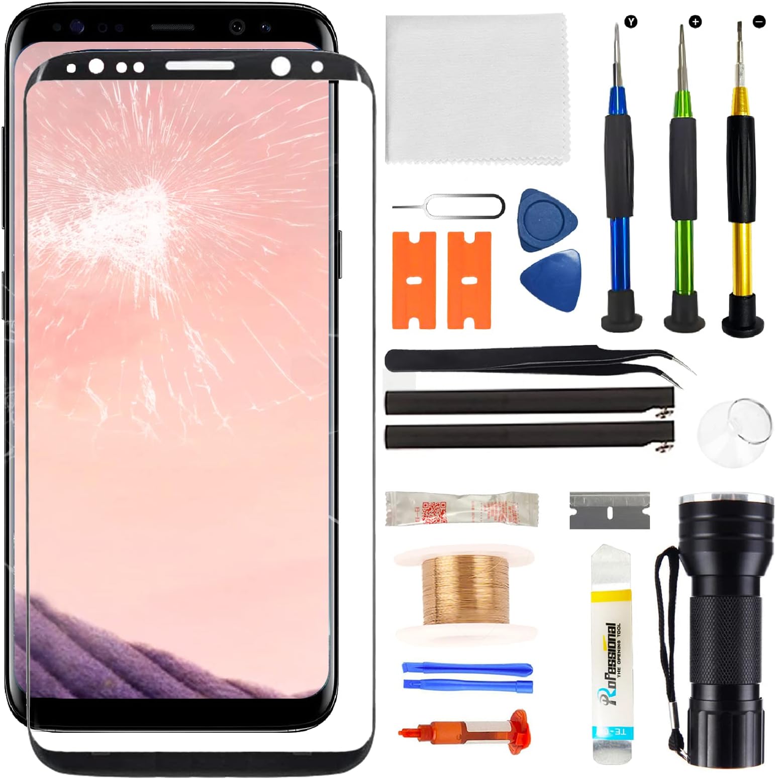 Zgxhga for Samsung Galaxy S8 Plus Screen Replacement,Replacement Screen for Galaxy S8 Plus Series 6.2 inch,Tempered Glass Replacement Kit with Repair Tools(NO OLED & Touch Digitizer)