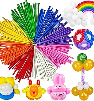 FLUBBLE BUBBLE Rubber Twisted Rainbow Balloon Kit Pack OF 100 PCS With Air Pump For Kids To Play/Celebrate Birthday/Occassion/Decoration Balloon