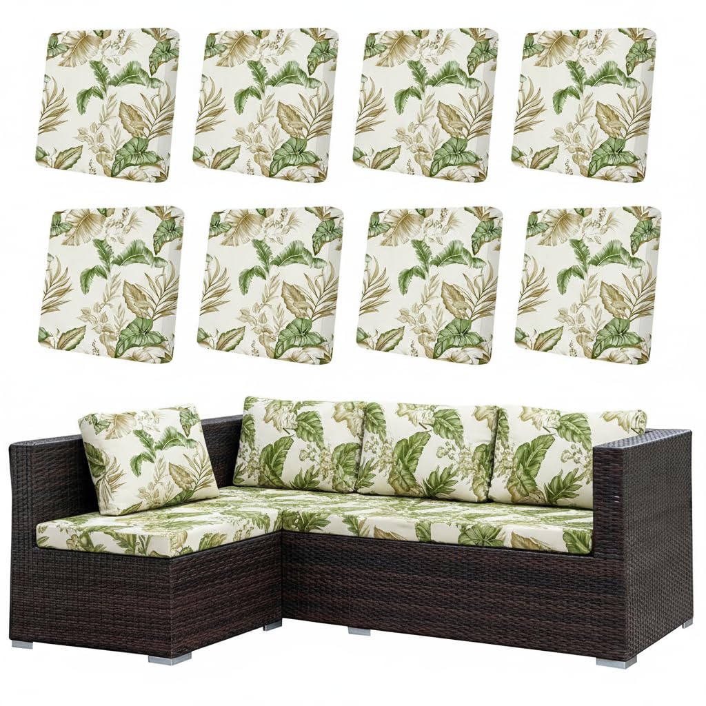 LiveGo Patio Stretch Sofa Cushion Cover Outdoor Cushion Cover Replacement Patio Furniture Cushions Couch Slipcovers Chair Seat Cover Soft Flexibility Protector (8, Banana)