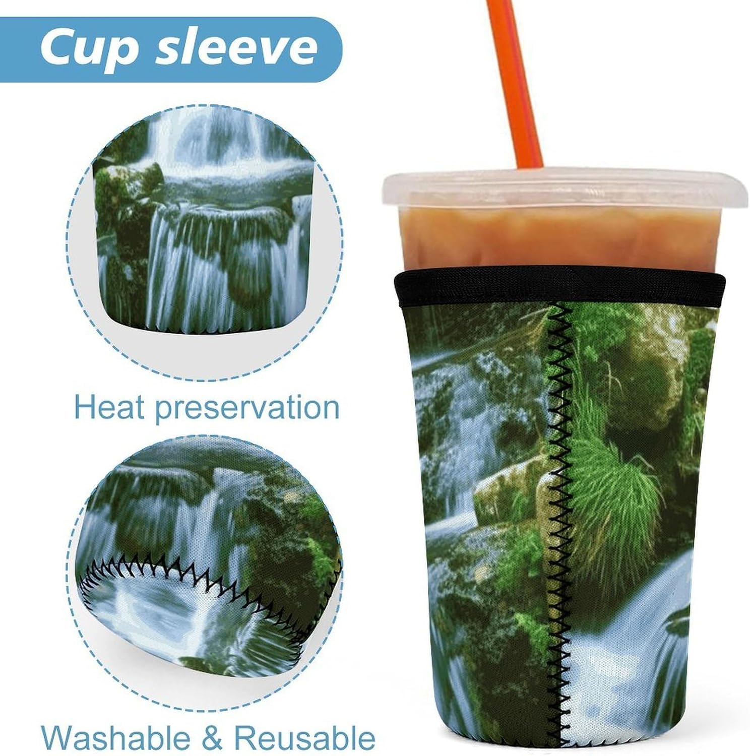 3 Pack Neoprene Cup Sleeves, Stretchy Reusable Drink Cup Cover Universal