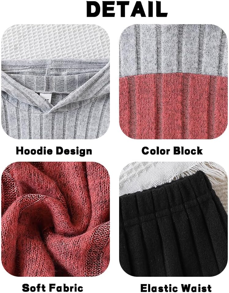 Toddler Kid Girls Clothes Ribbed Color Block Long Sleeve Hoodie Sweatsuit Set Fall Outfits Pink 5-6 Years image 5 of 7 B0F8ZBDLXW
