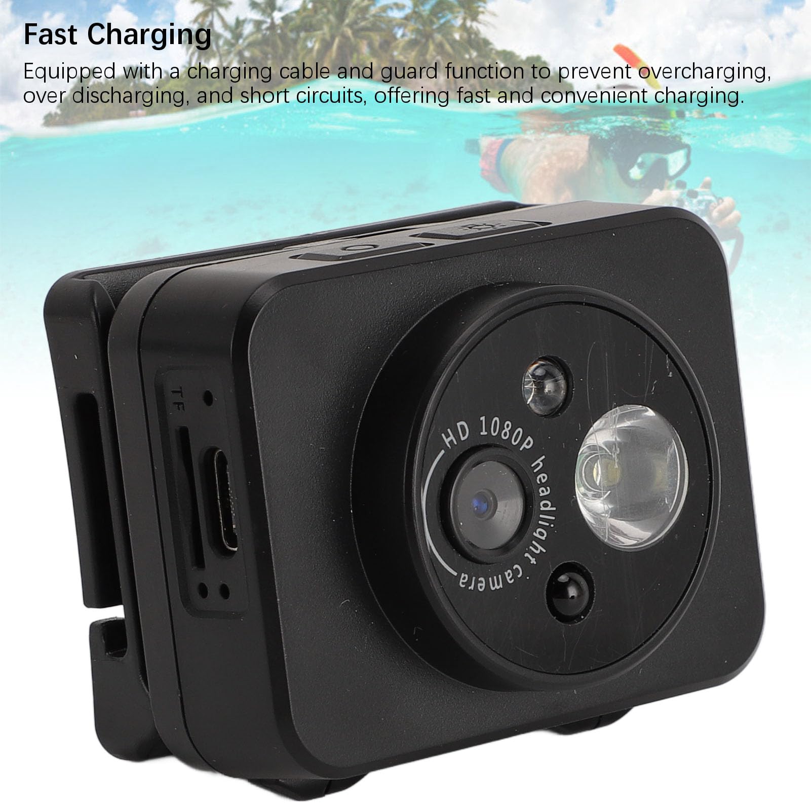 Pilipane Telecamera d'azione montata sulla testa 2MP 1080P 45 gradi regolabile intelligente sensore LED frontale telecamera video corpo indossabile Pilipane Telecamera d'azione montata sulla testa 2MP 1080P 45 gradi regolabile intelligente sensore LED frontale telecamera video corpo indossabile