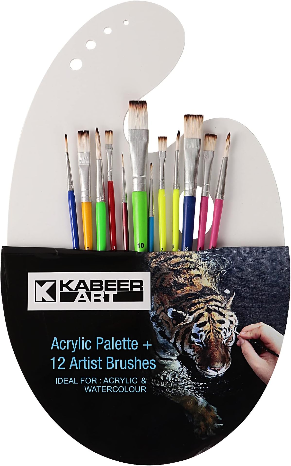 12pc Synthetic Paintbrush Set with Acrylic Painting Palette for Watercolor and Acrylic Painting