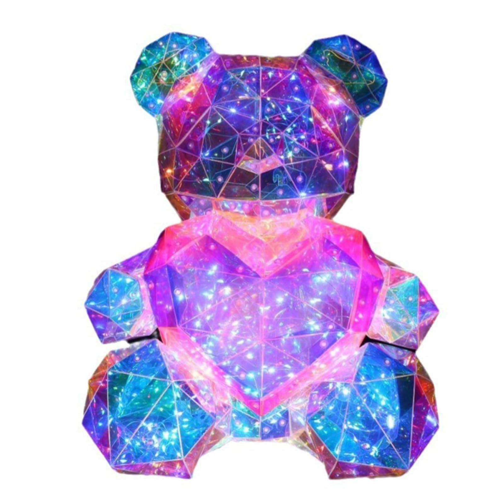 Worparsen LED Rabbit Night Light, Gift for Boys and Girls, Desktop Teddy Bear with LED Lights, Boys & Bedside Dino Night Light for Kids, Easter Gift (Love Bear B)