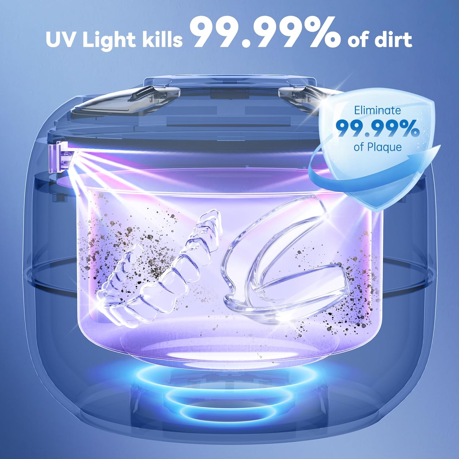 Ultrasonic Retainer Cleaner Machine, Ultrasonic Jewelry Cleaner, Denture Cleaner for Invisalign, Mouth Guards, Night Guards, Aligners, Toothbrush – Detachable Base & Lid, Digital Timer, Black - Image 4