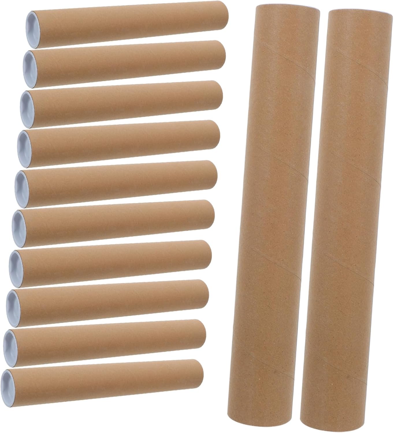 SECFOU 12 Pcs Mailing Tubes with Caps Kraft Paper Poster Tubes for Documents and Papers with Reliable Closure Space-saving Shipping and Transporting Containers