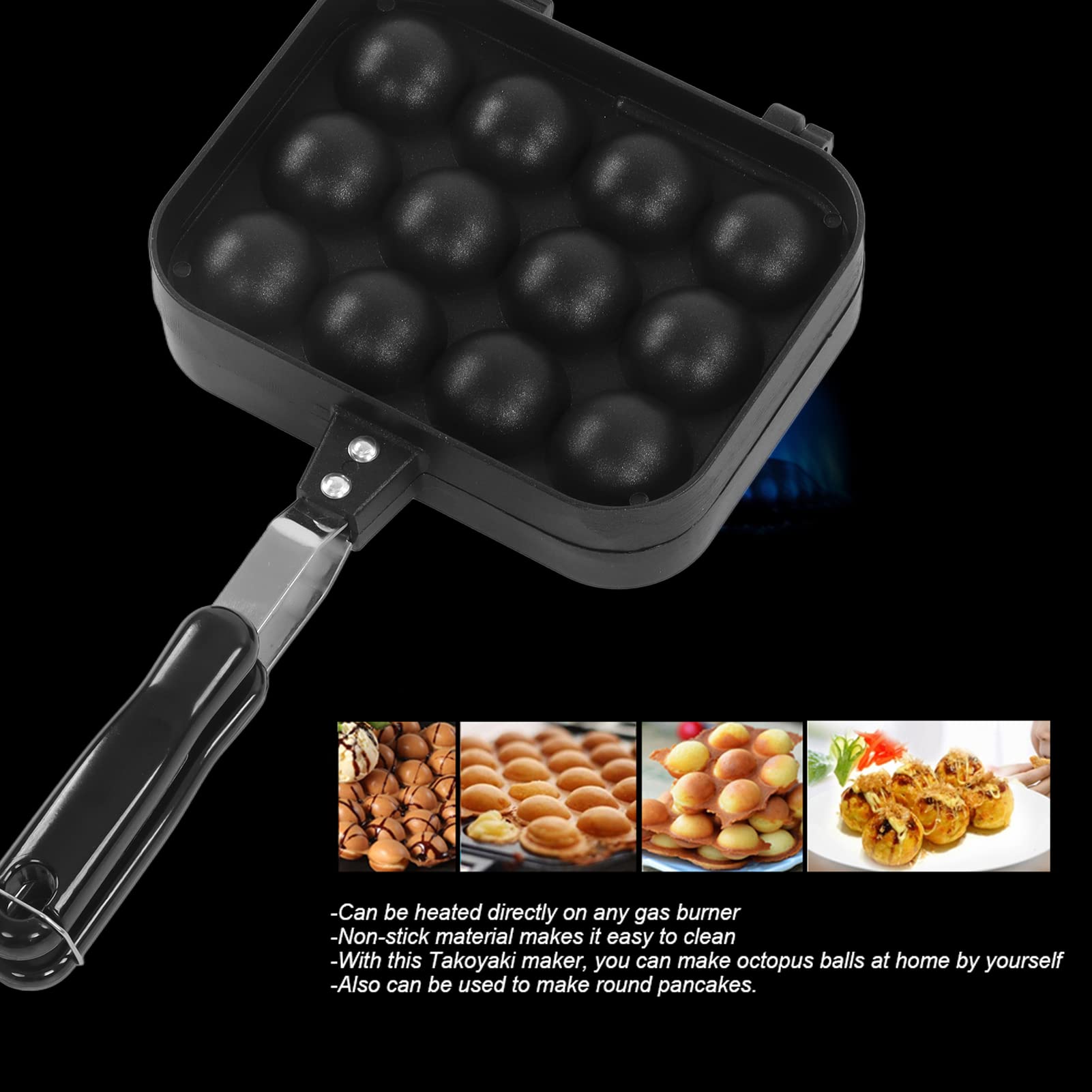 【美品】たこ焼きパン 鋳鉄 スキレットグリドル ボール型メーカー (21型) Amazon | たこ焼きグリルパン、両面タコミートボールパン、12穴アルミ
