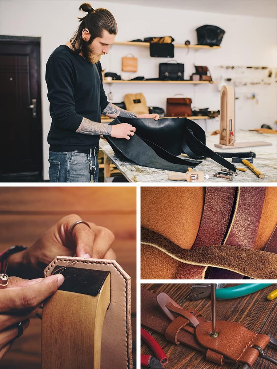 Mandala Crafts Leather Pony and Flat Waxed Leather Thread for Leather Sewing Bundle