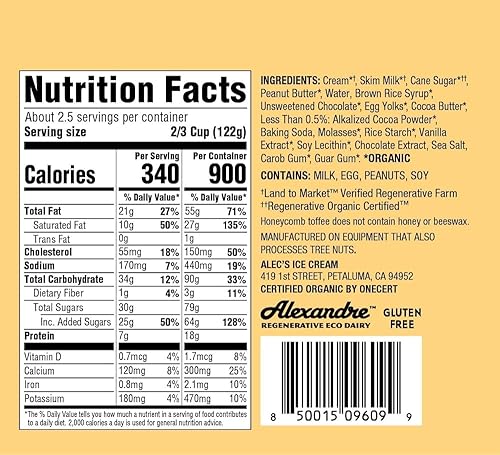 Miniatura 2 de Alec's Helado orgánico de nido de abeja de mantequilla de maní