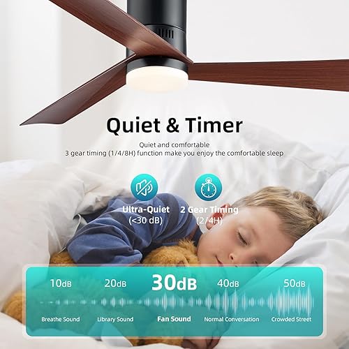 Miniatura 3 de Lvienews Ventilador de techo de 52 pulgadas con luz y control remoto, ventilador de techo LED tradicional de 3 aspas con luz regulable, motor de CC,