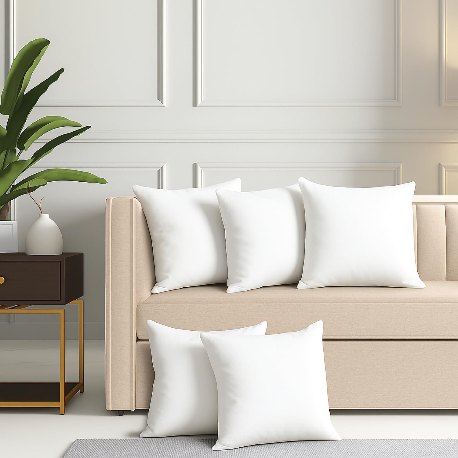 Zinnia Soft Microfiber Cushions for Sofa & Living Room | White, 15 x 15 Inches | Soft & Comfortable Cushion for Home & Daily Use | Pack of 5-image-6