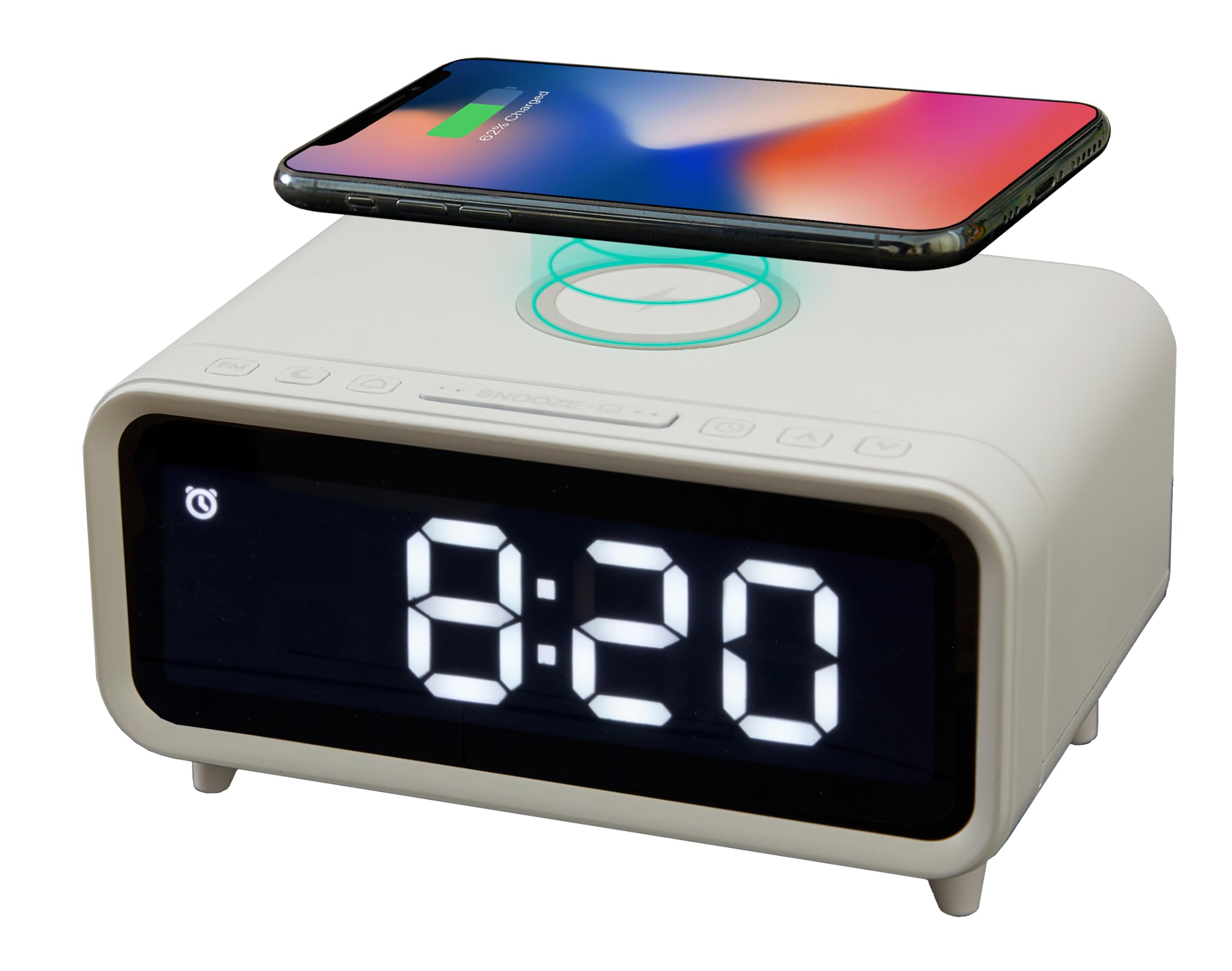 Northpoint Digitales DAB+ Radio mit Wecker Kabelloser Ladestation Nachtlicht und USB-Ladeanschluss 5W Wireless Charger Weiß