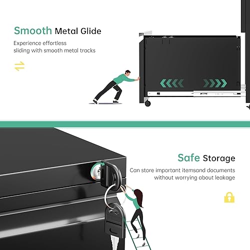 Miniatura 54 de Bonusall Archivador vertical con cerradura de 3 cajones de bloqueo vertical, archivador de oficina de metal, organizador horizontal con estante 10