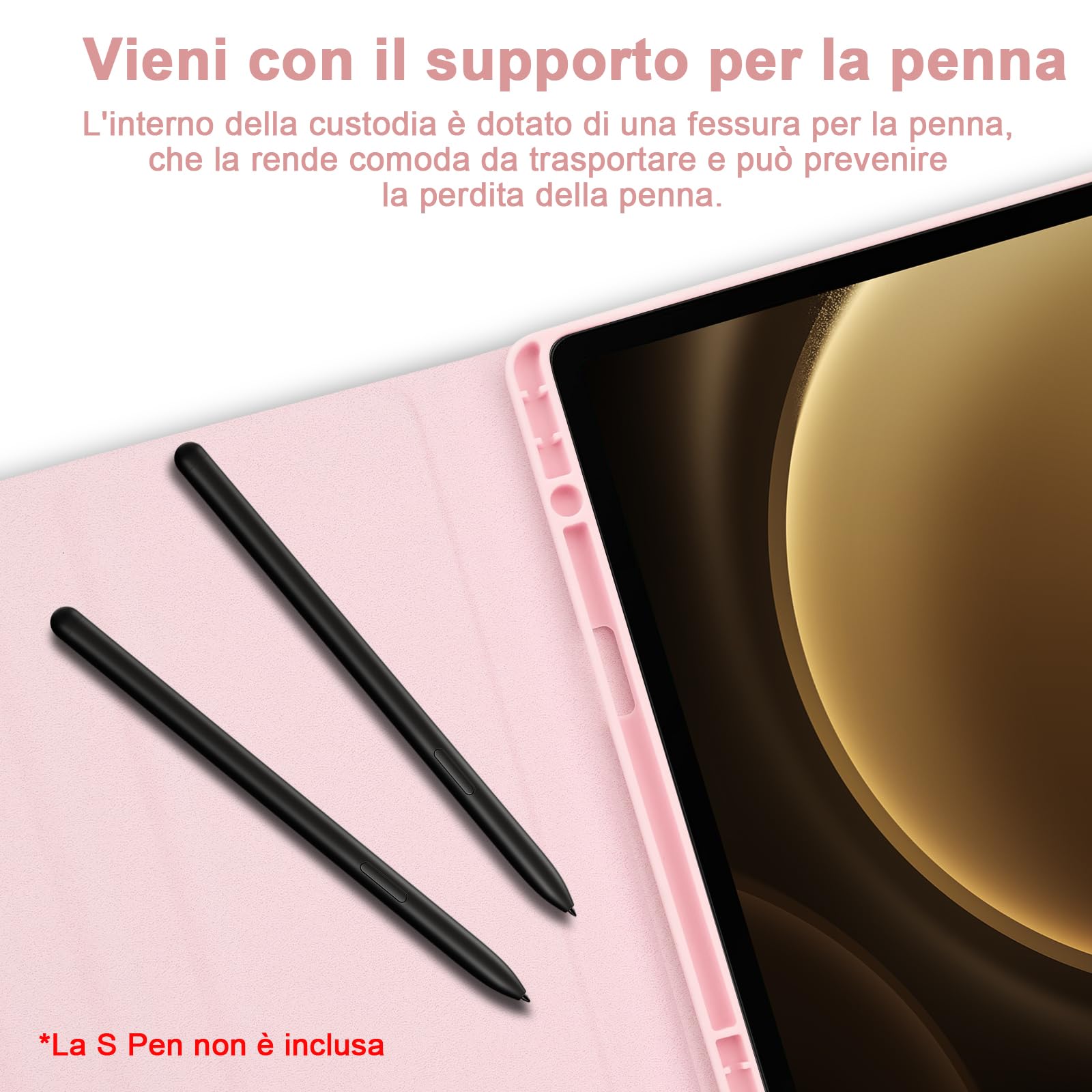 Bettdow Tastiera Custodia per Samsung Galaxy Tab S10 Lite/S10 FE 10.9" 2025, Layout Italiano Tastiera Retroilluminata Staccabile e Cover Custodia per Tab S10 Lite/S10 FE/S9 FE 10.9"/Tab S9 11", Rosa