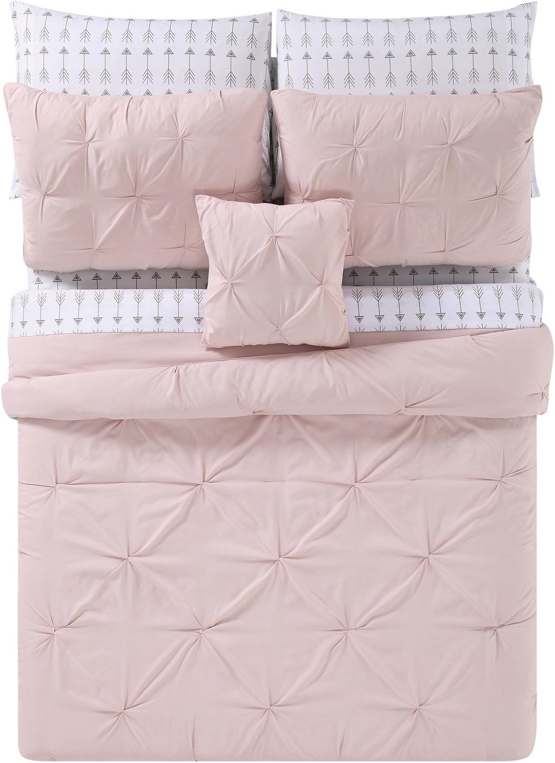 Truly Soft Everyday - Arrow Pleated Blush Queen Bed in a Bag - Blush