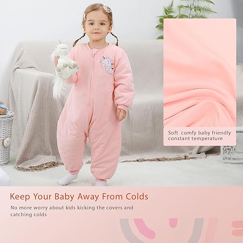 Miniatura 7 de Saco de dormir para niños pequeños con pies de invierno, saco de dormir de 3 a 5 años, saco de dormir con peso para bebé, 2.5 TOG, saco de dormir de