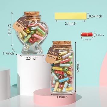 Capsule Letters Message in a Bottle,Lovely Notes Couples Gifts, Birthday Christmas Anniversary Valentines Mothers Day Gifts,Fathers Day. (Transparent Color 51PCS)