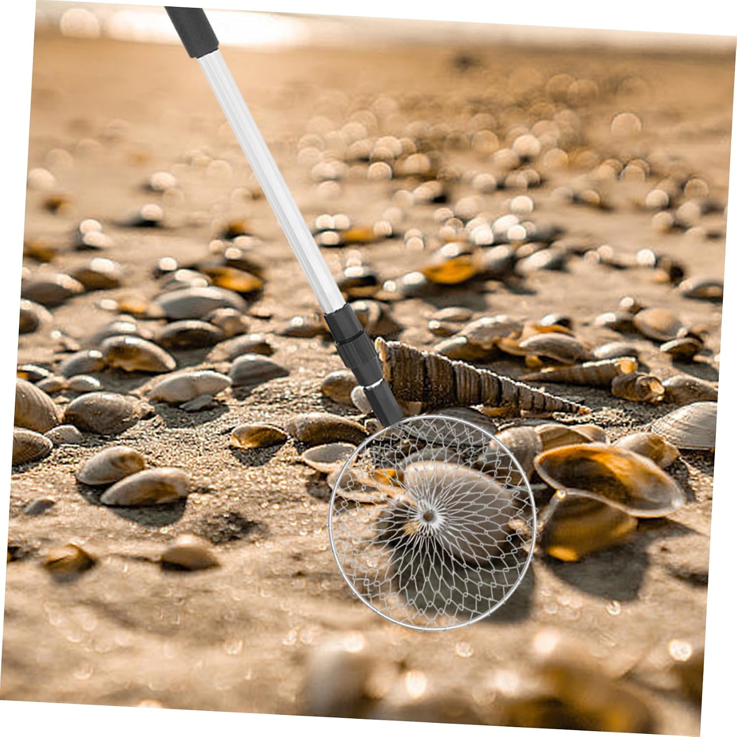 VICASKY 2pcs Retractable Beach Sifter Mesh Scoop Tool Safe Material for Family Use Easy to Operate Compact Design for Beach and Sand Shovels image 3