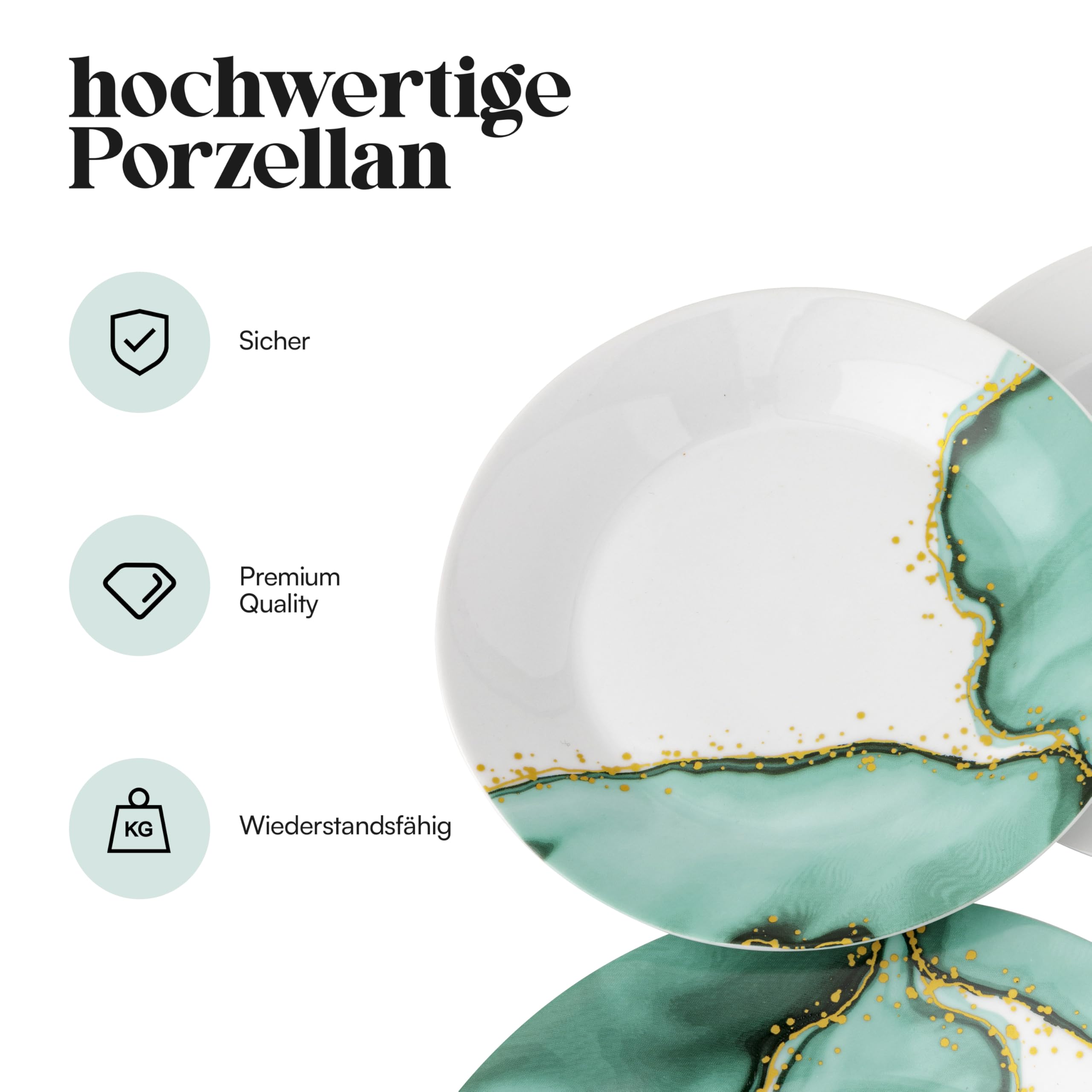 Baroni Home 18-teiliges Tafelservice aus Porzellan, Tellerservice für 6 Personen, Marmor-Stil