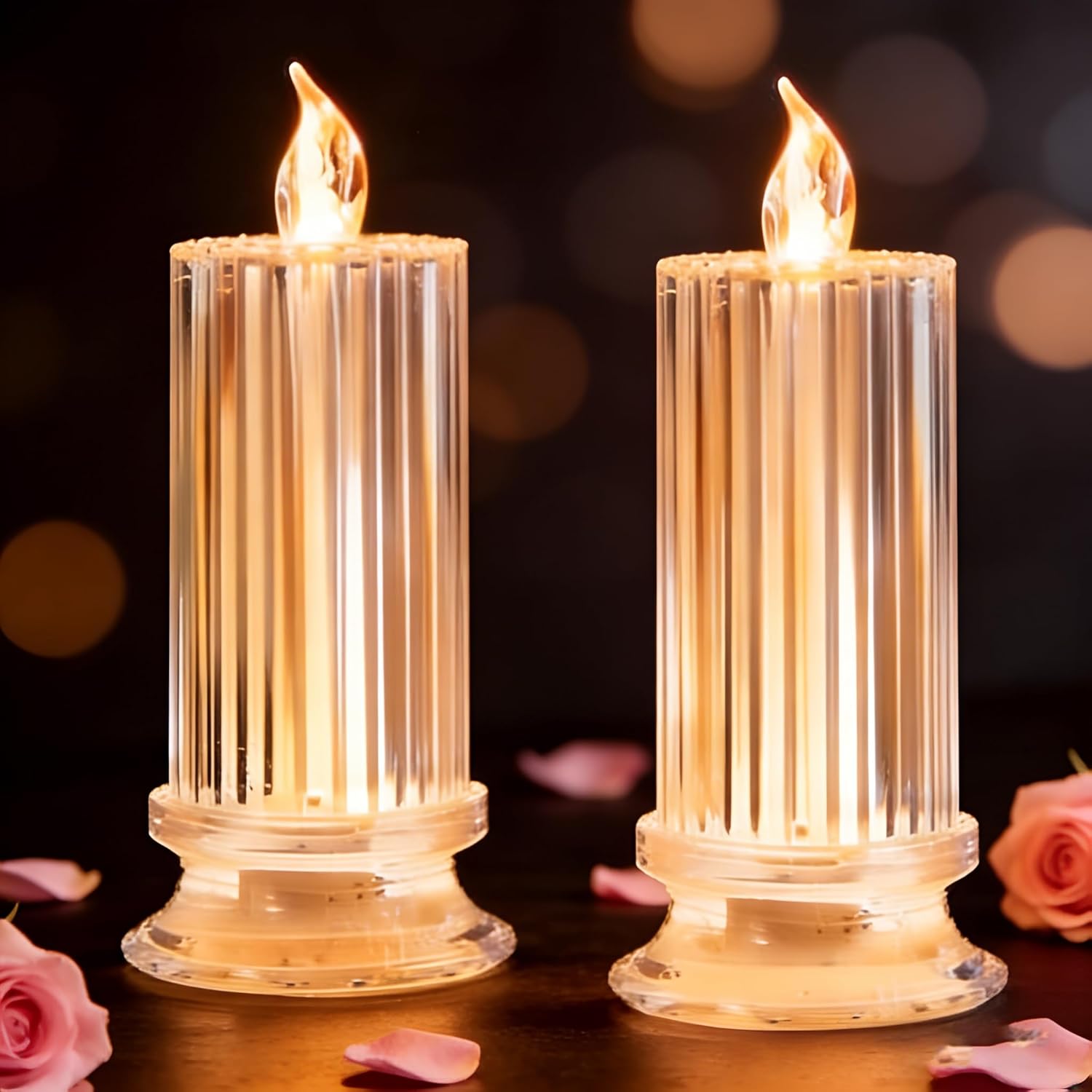 Creative Refractive Diamond LED Electronic Candle Lights,LED Plastic Candle Lights, Romantic Valentine's Day Home Decor (6PCS)