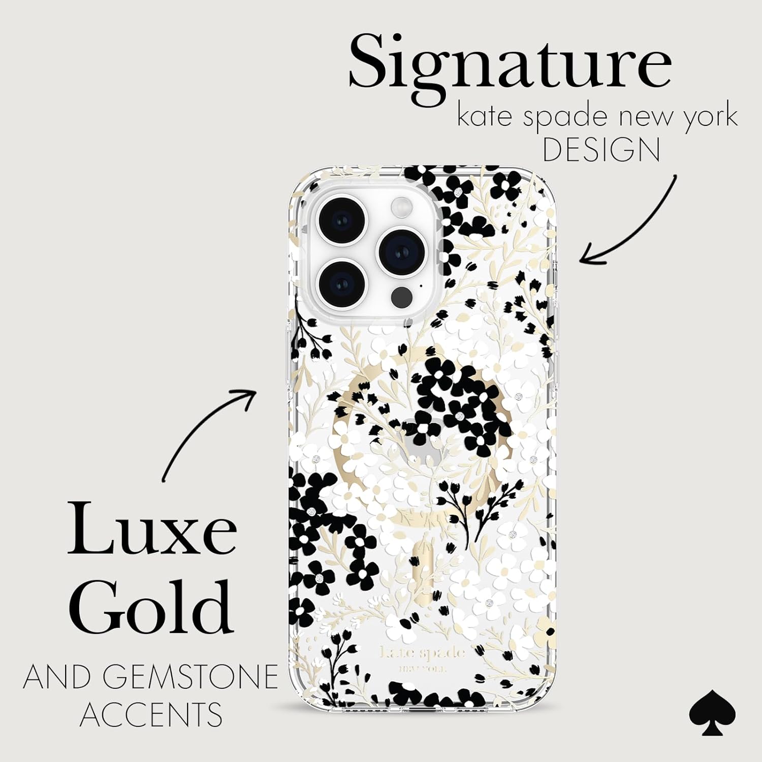 kate spade new york iPhone 14 Pro Max Case, Compatible with MagSafe - Multi Floral Black and White - Image 4