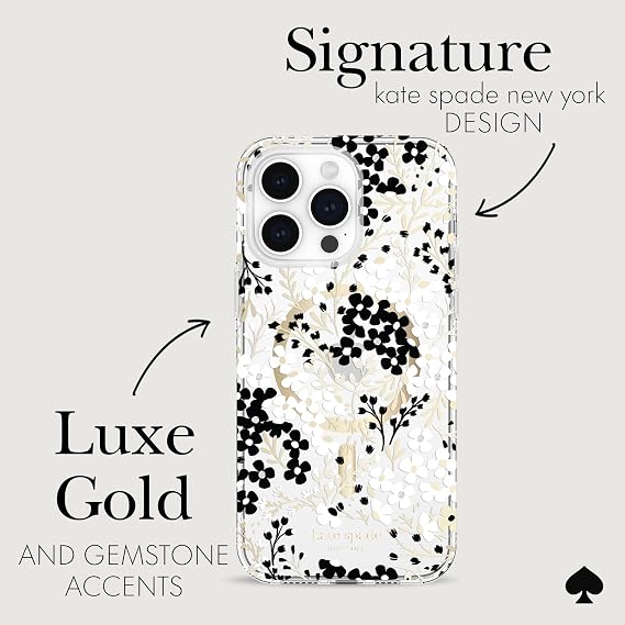 kate spade new york iPhone 14 Pro Max Case, Compatible with MagSafe - Multi Floral Black and White