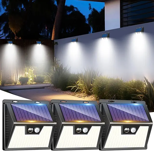 LOTMOS 3 Paquete Luz Solar Exterior 176 LED con Sensor Movimiento - Iluminación Jardín
