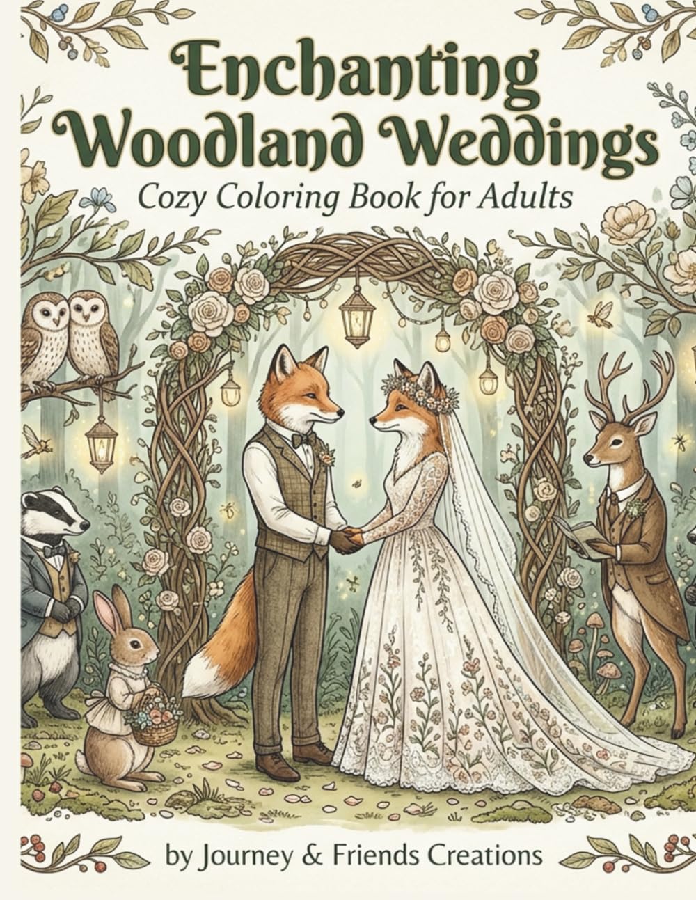 Enchanting Woodland Weddings: Cozy Coloring Book for Adults: Cottage Core Forest Themed Book Nook Coloring Book, Intricate Detail Anthropomorphic Woodland Animals
