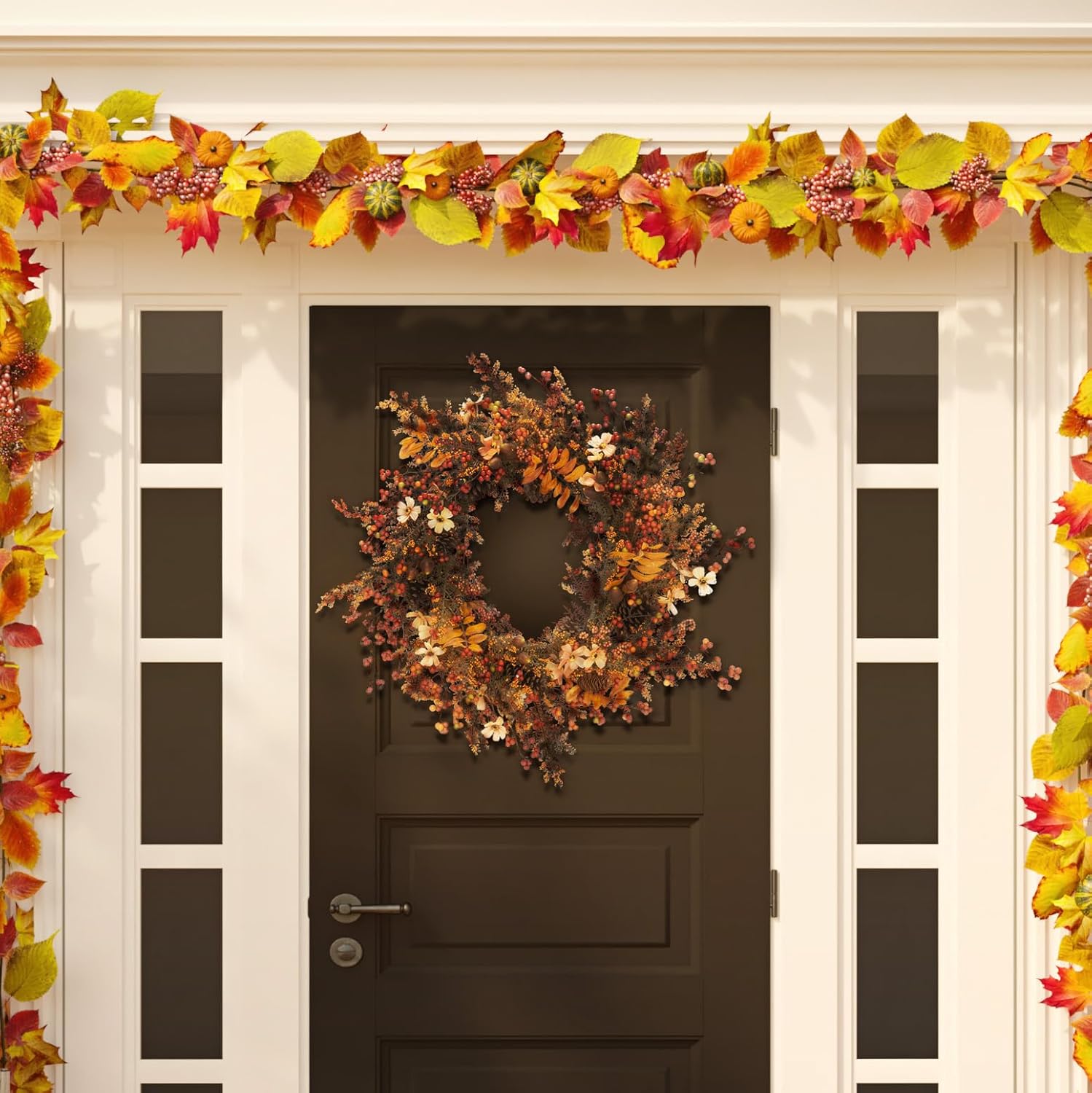 SAFAVIEH Home Collection 31-inch Decorative Artificial Berry & Coreopsis Wreath (Fully Assembled)