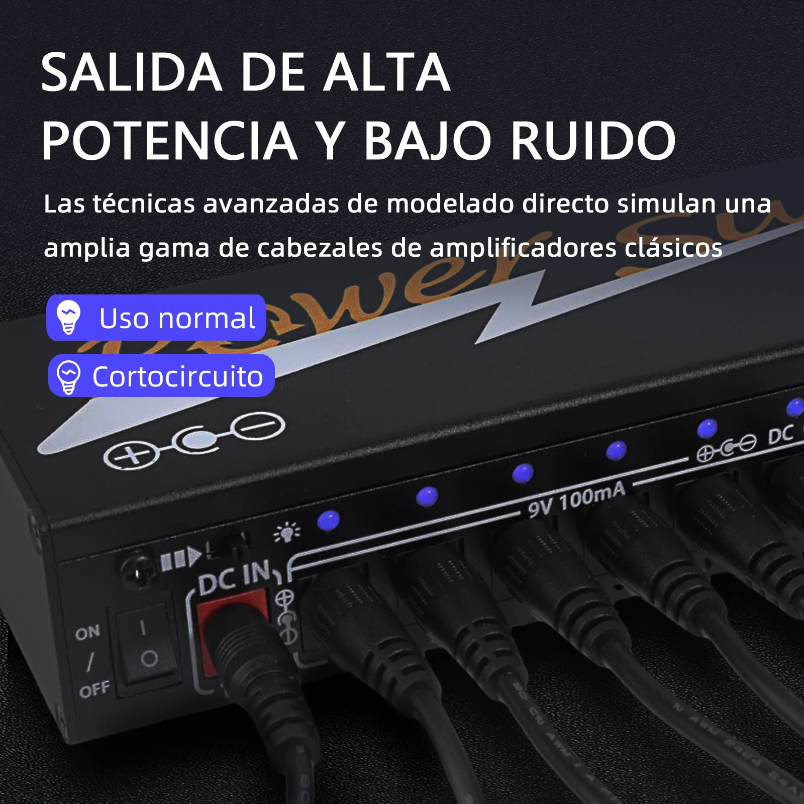 Alimentación del Pedal de efecto de Guitarra con 10 Salidas de Corriente Continua Aisladas 9V / 12V / 18V EU Enchufe