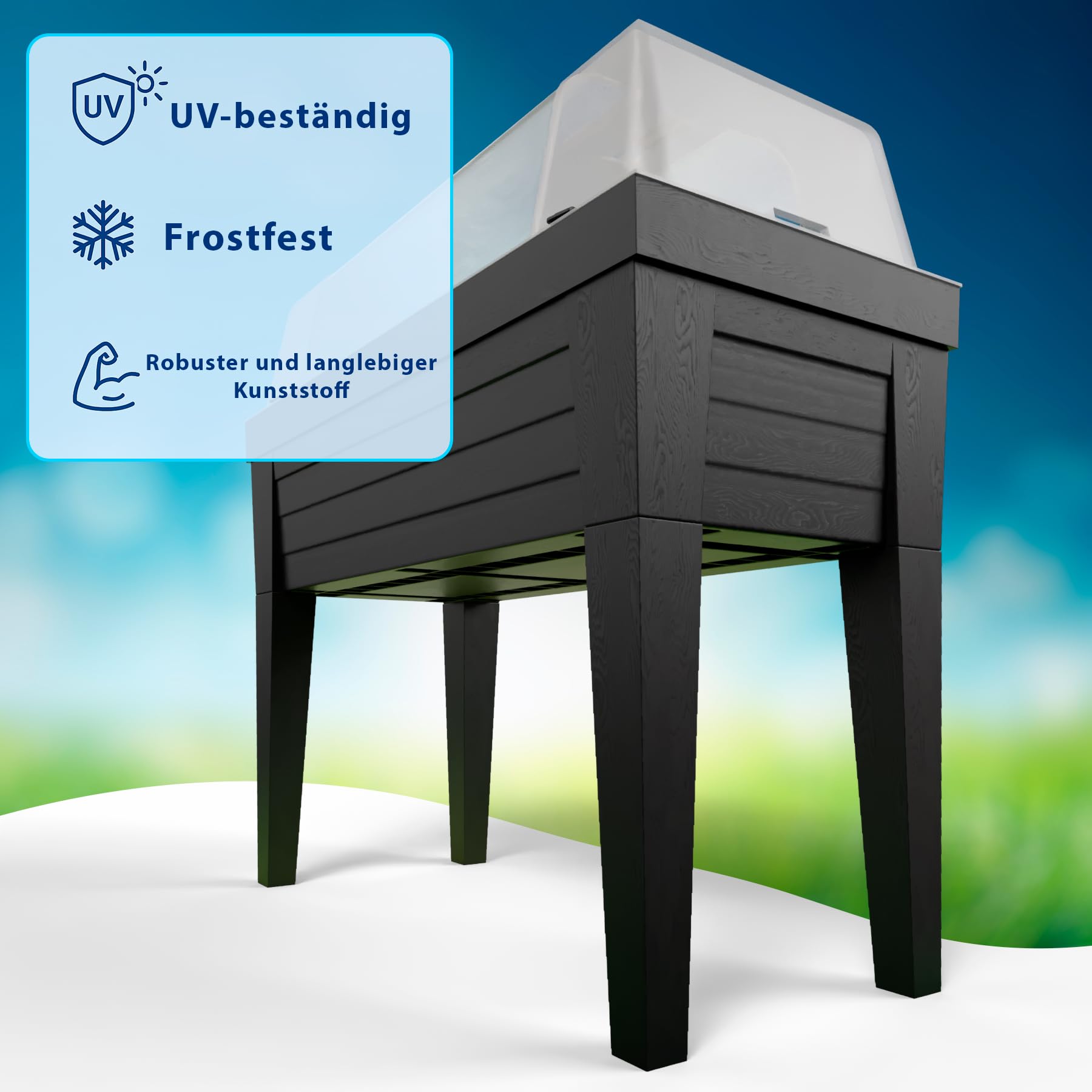 BigDean XXL Hochbett Balkon mit Abdeckung aus robustem Kunststoff