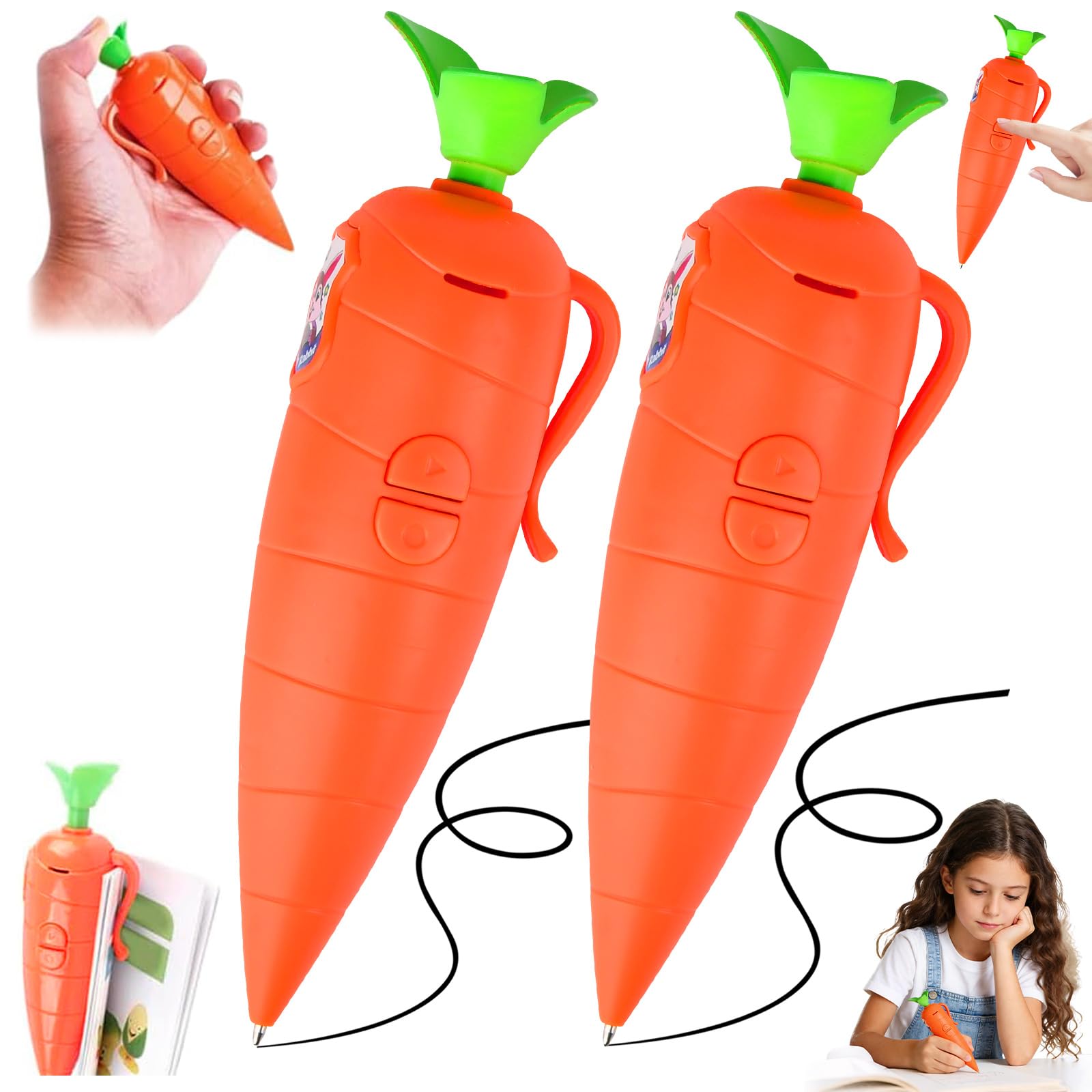 Yizemay Carrot Recorder Pen Toy, Carrot Ballpoint WritingPen, Digital Voice Recording, Funny Easter Pen