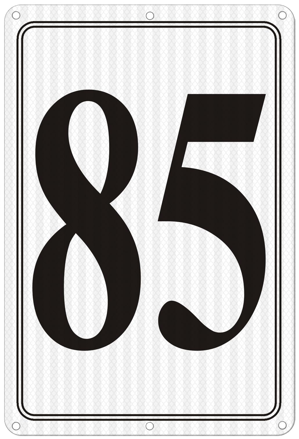 i-CowFun Premium Reflective Metal Number Signs 85 - Aluminum 12" X 8" Parking Spot Numbered Signs Outdoor, Large, Floor, Dock, Court, Aisle, Field, No Fade, Weather-Resistant