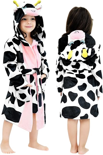 LOLANTA Enfants Robe Garçons Filles Volée à capuche Vêtements de nuit Pingouin de vache Animal Peignoir Demoiselle d'honneur Cadeaux de Noël 2-8 ans