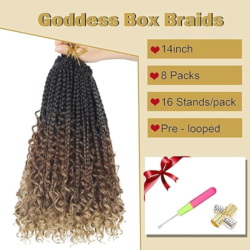 Vista 148 de Goddess Box Braids Crochet Hair With Curly Ends 18 Inch Bohomian Box Braids Crochet Braids 8 Packs 3X Crochet Braids Synthetic Braiding Hair 1B-4-30