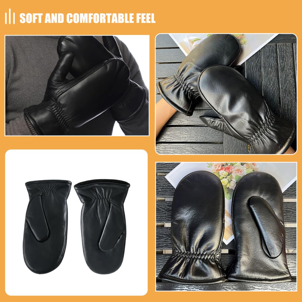 VALICLUD Guanti Di Tosatura Guanti Caldi Da Donna Guanti Caldi Per Le Donne Guanti Scaldamani Guanti Antivento Da Donna Guanti in Pelle Da Uomo Caldi Guanti Da Guida Black