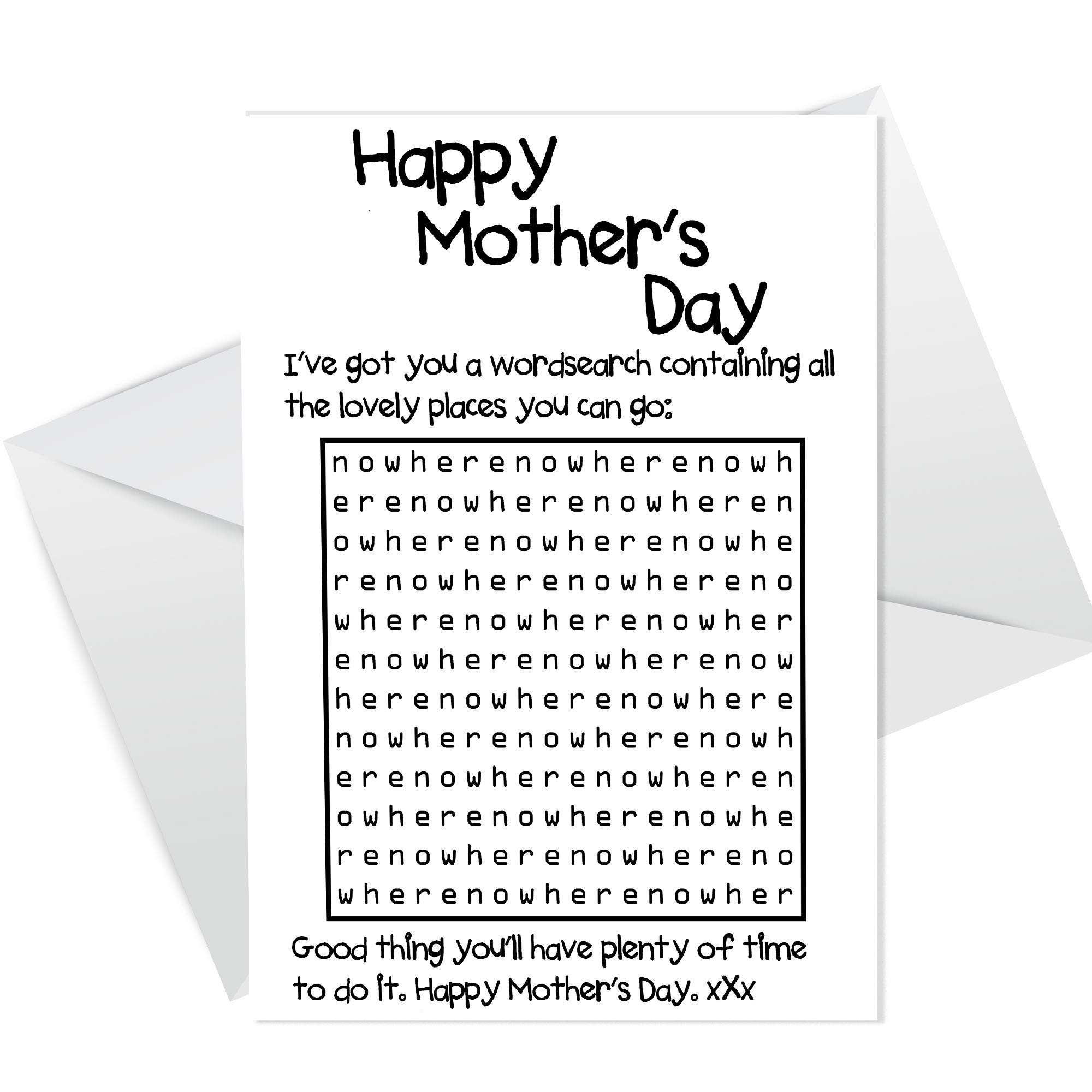 RED OCEAN Funny Mothers Day Card Word Search Lockdown Design Joke For Mum Mam Isolation