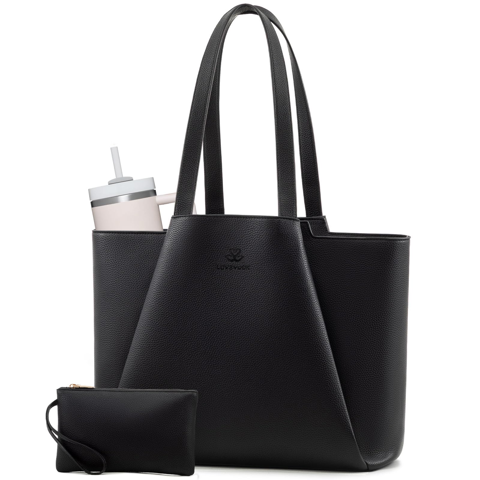 LOVEVOOK Handtasche Damen 15,6 Zoll Laptoptasche, Shopper Tasche Leder Tote Bag Women Aktentasche Lehrertasche mit Laptopfach, Wasserdicht Schultertaschen Umhängetasche für Business Lehrertasche Büro