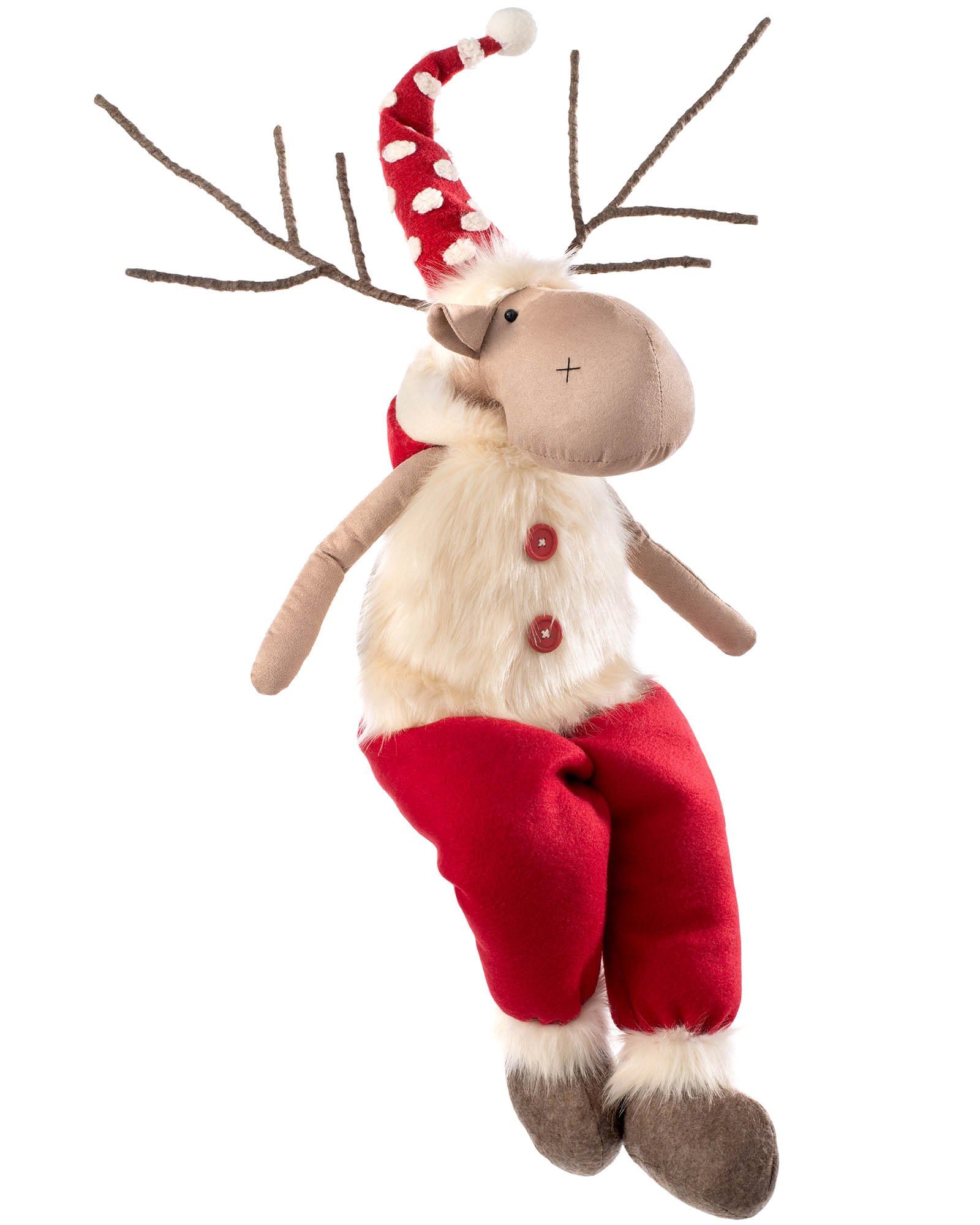 Werchristmas Multi-Colour Sitting Christmas Moose Figurine With Soft Legs, 61Cm