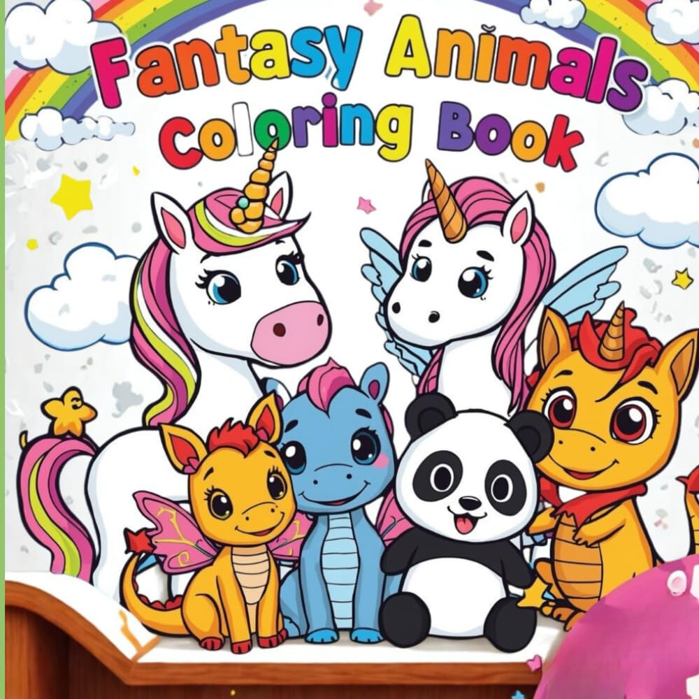 Fantasy Animals Coloring Book for Kids: Cute Unicorns, Dragons, Fairy Animals & Magical Creatures for Fun and Creativity