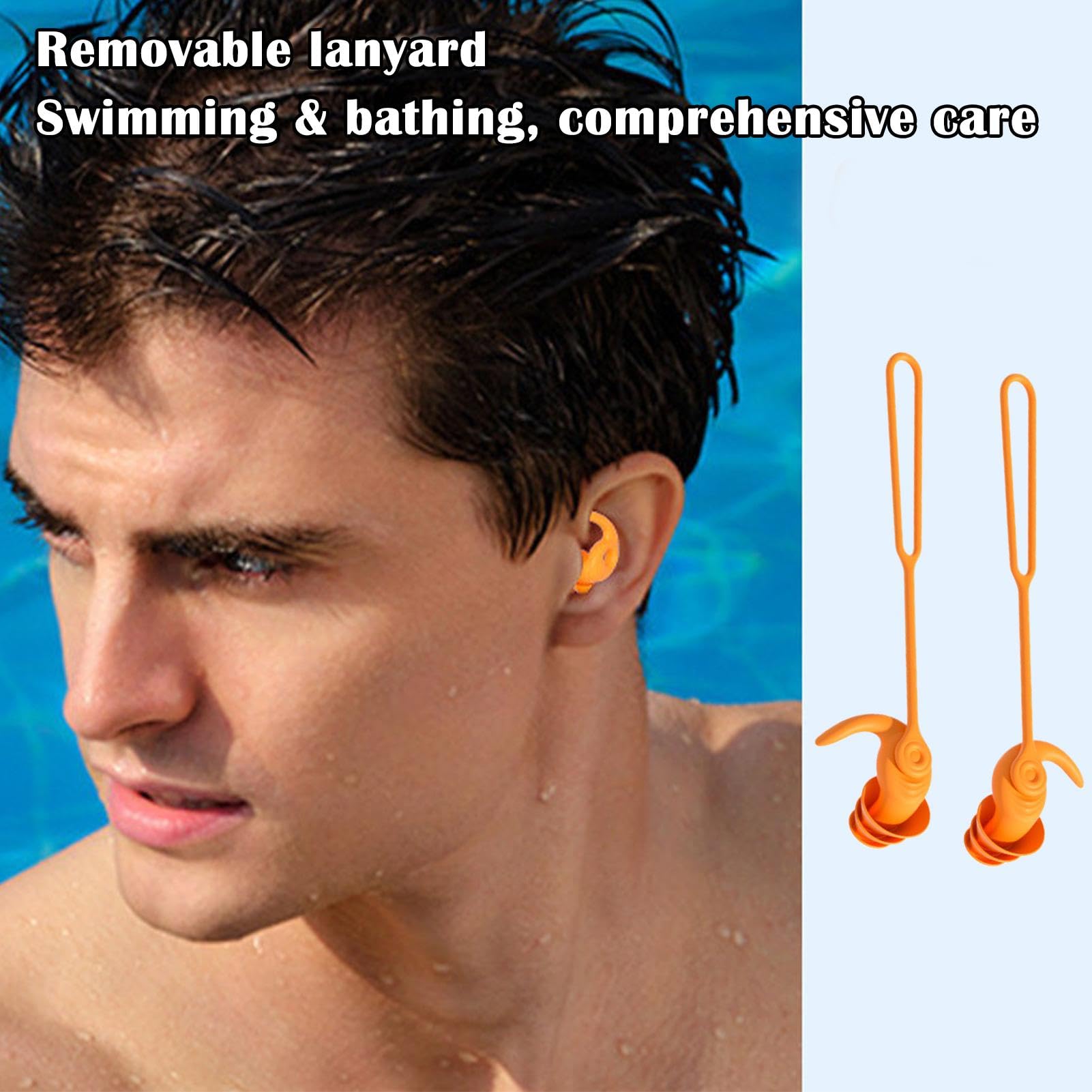 Swimming Ear Plugs - Swim Ear Plugs | Ear Plugs Swimming | Ear Plug for Swimming | Swimmers Ear Plugs | Swim Ear Plugs Adults | Water Ear Plugs | Reusable Ear Plugs with Lanyard | Swimming Ear Plugs