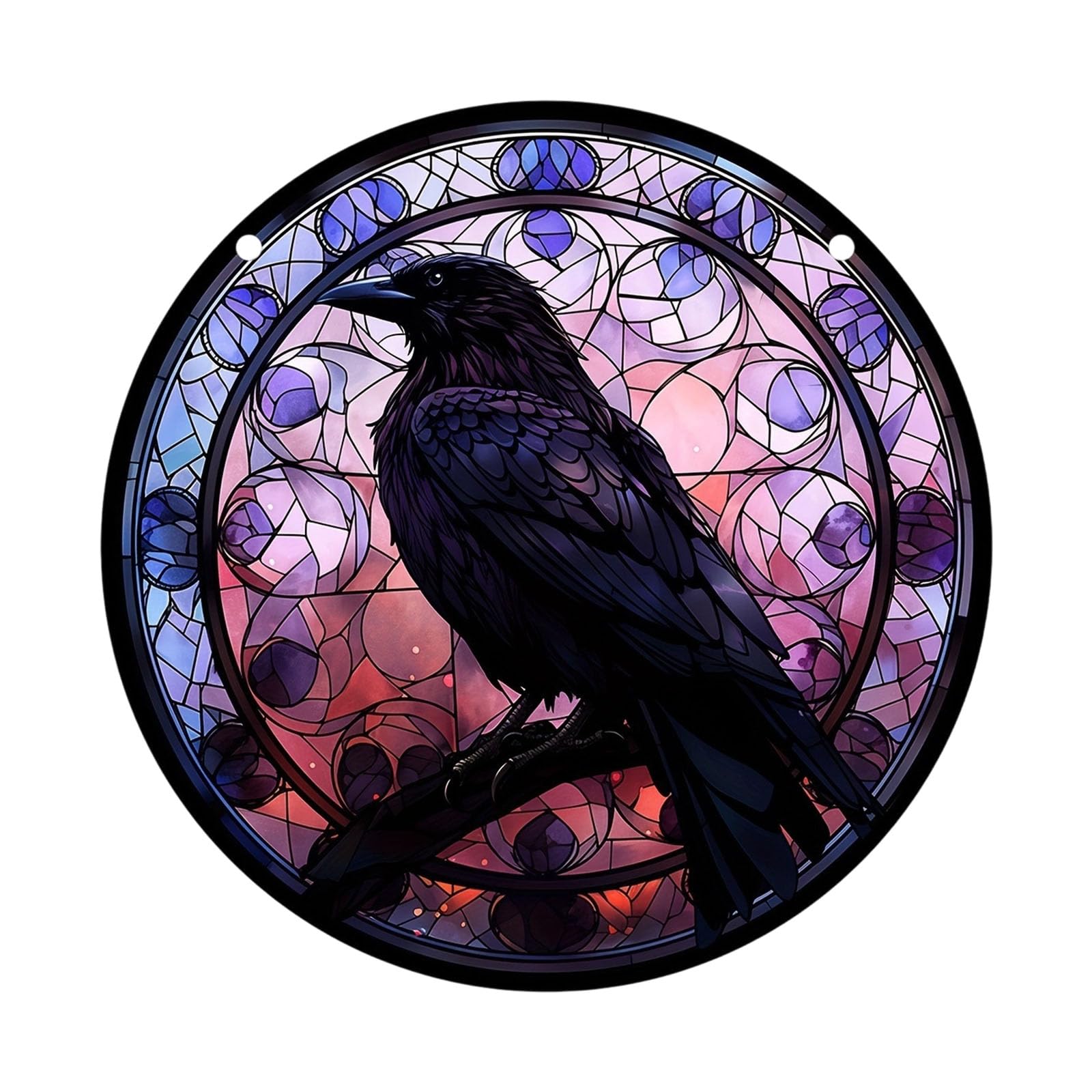 Heezou A Stained Glass Panel Wall Rt Decors For Balconies Yard Wall Garden Window Hanging Sun Catchers Decoration Ravens Suncatchers